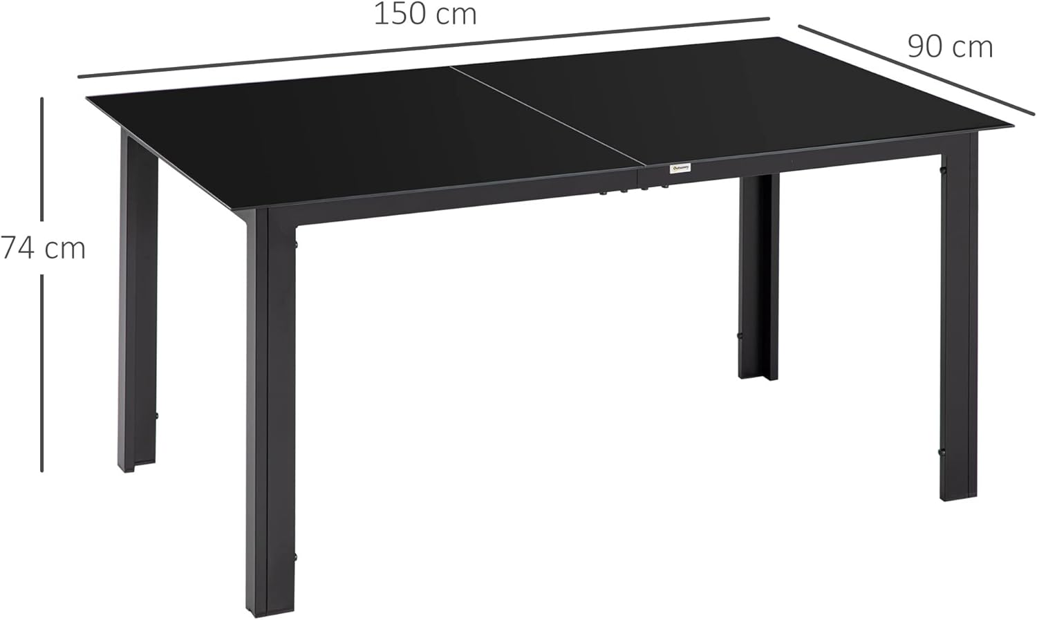 Outsunny - Table de jardin aluminium 150x90x74 cm, 6 places, plateau verre