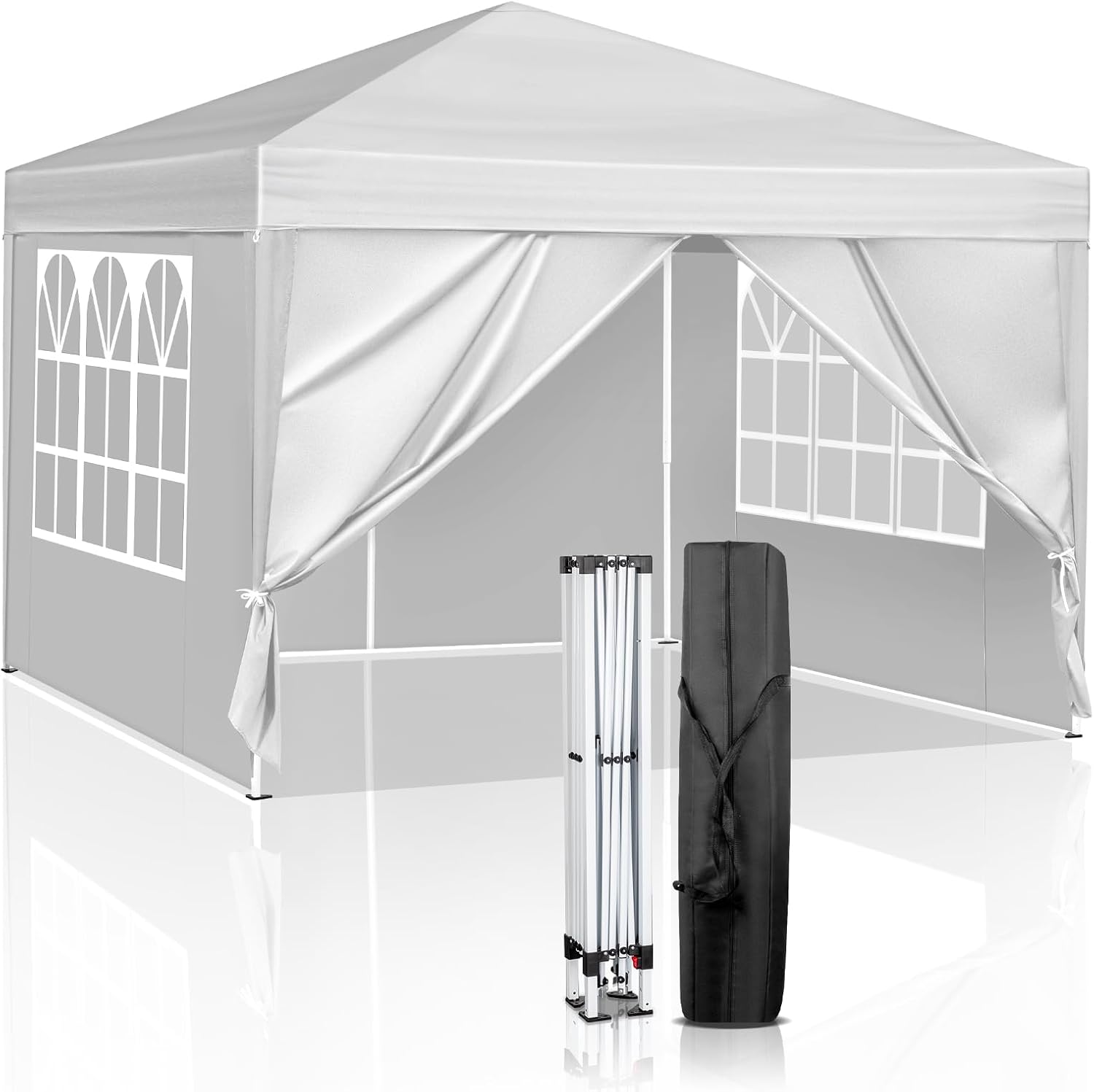 LEADZM - tonnelle pliante - 3x3m - hauteur réglable, 4 côtés, imperméable, acier, UV50+