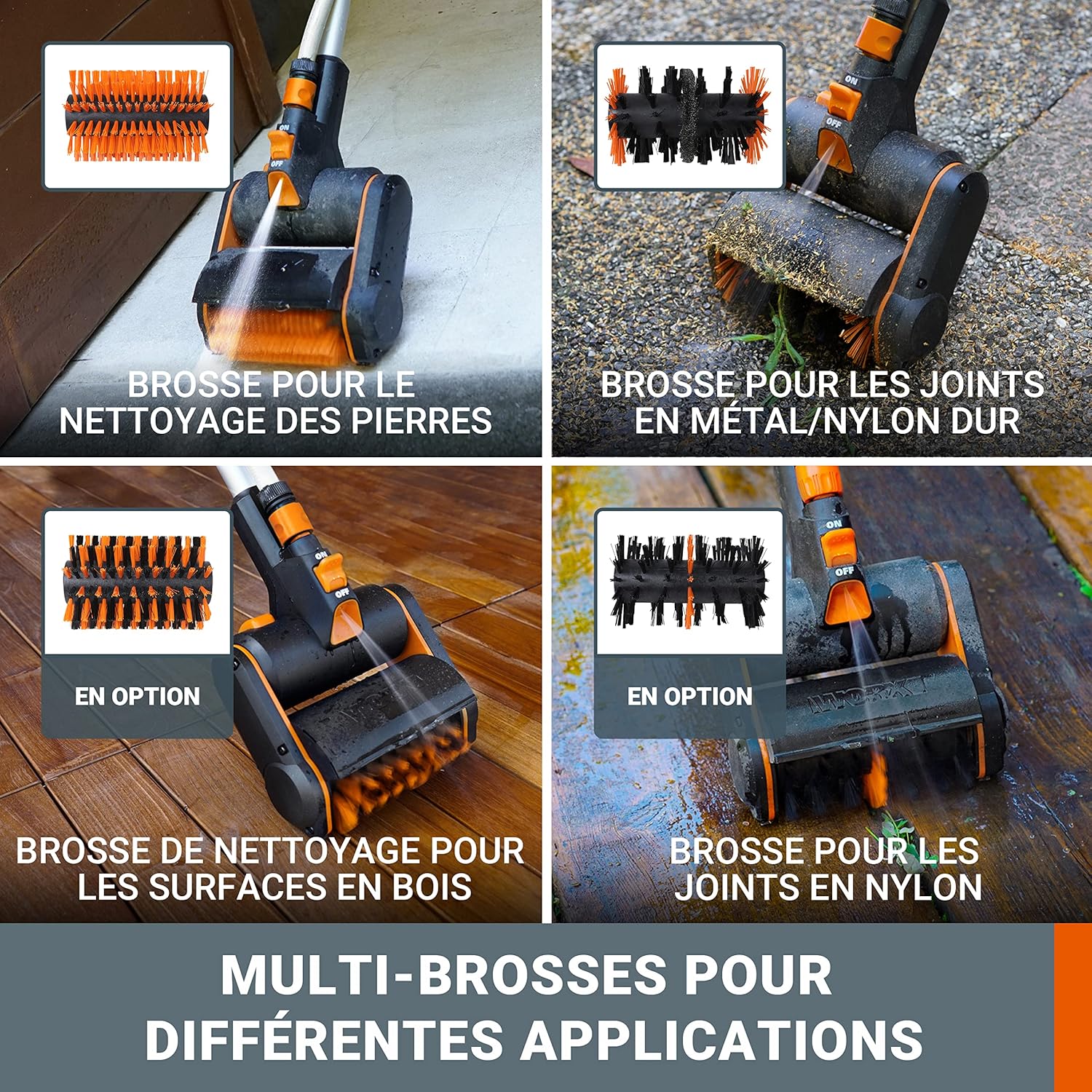 WORX - Brosse de nettoyage 20V - sans fil, 4Ah, chargeur rapide WG441E