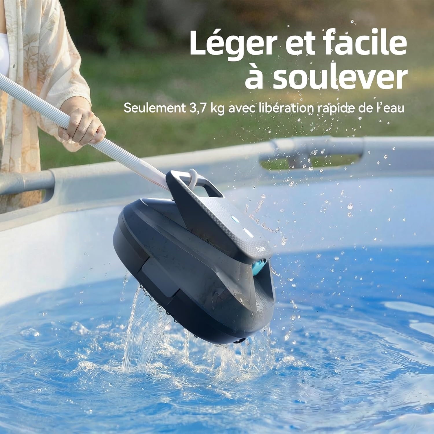 (2026 Nouveau) Pondee X2 Robot Piscine sans Fil avec 200 Min Autonomie, Aspirateur Piscine Hors Sol Stationnement Automatique, Recharge Rapide 3.3 h, pour Piscines Hors-Sol et Enterrées jusqu'à 120 m²