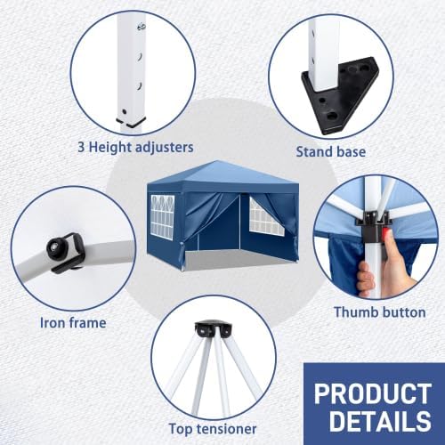 Bonnlo - tonnelle pliante série 3x3m imperméable, 4 parois, bleu royal