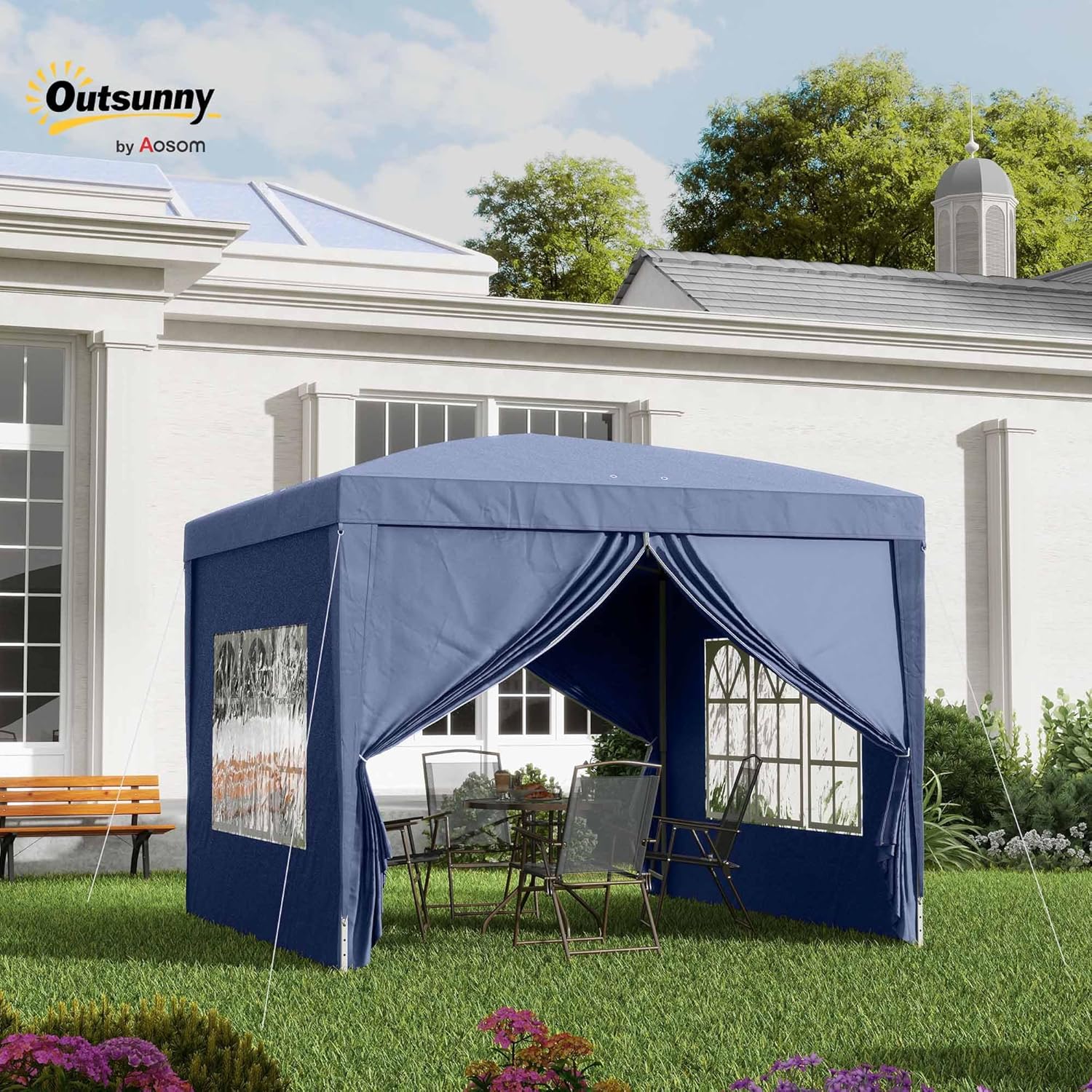 Outsunny - tonnelle pop-up série extérieure - 3x3 m - 4 parois amovibles, sac de transport