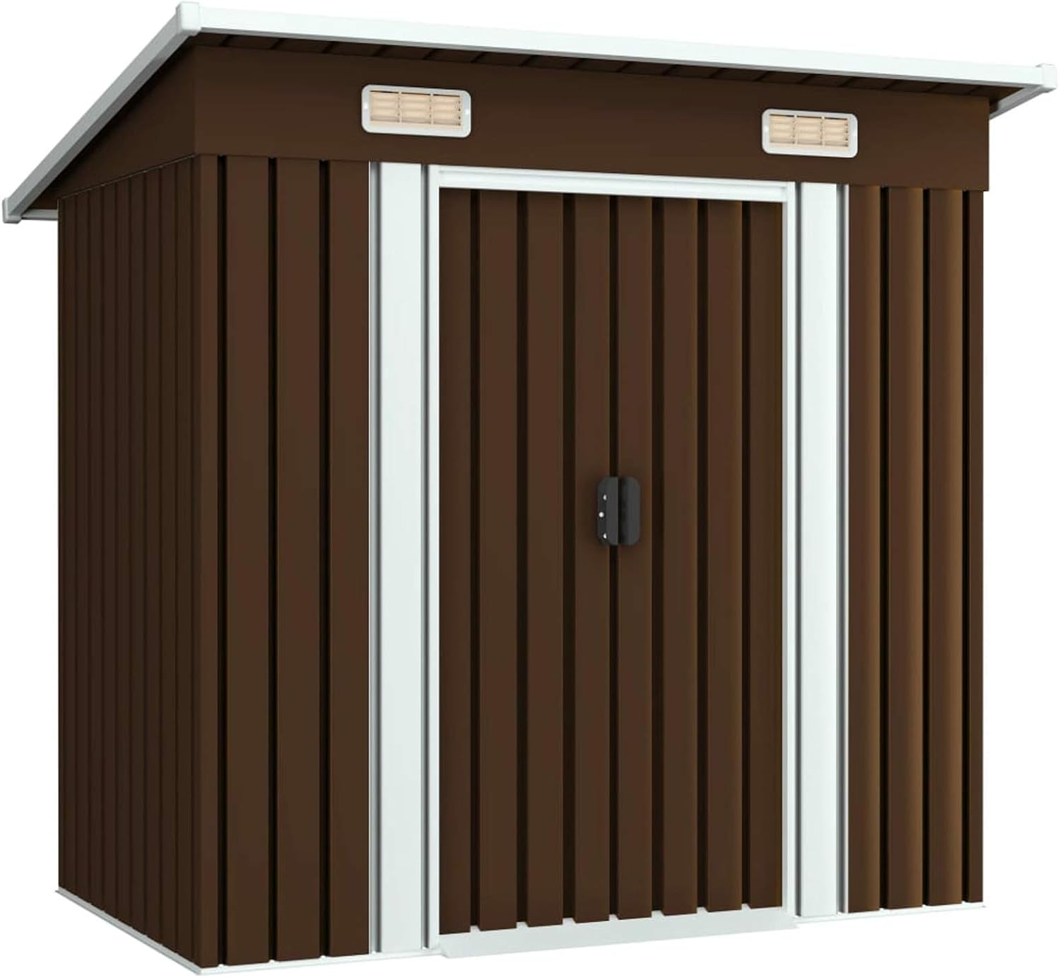 Homgoday Abri de Jardin Métal 194x121x181cm - Aération & Double Portes Coulissantes - Rangement Outils - Acier Galvanisé