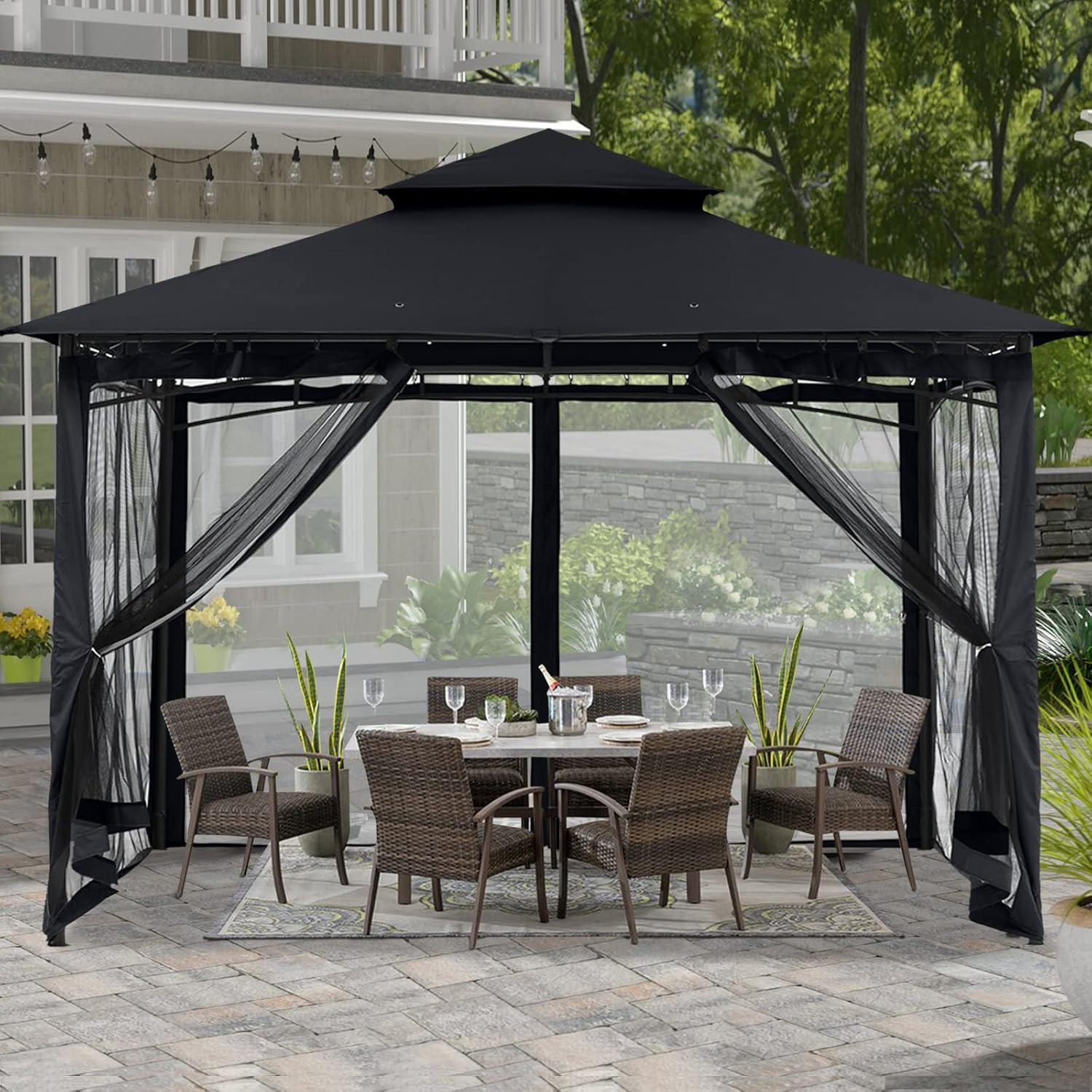ABCCANOPY - tonnelle robuste avec moustiquaire - 3x3m - structure acier noir