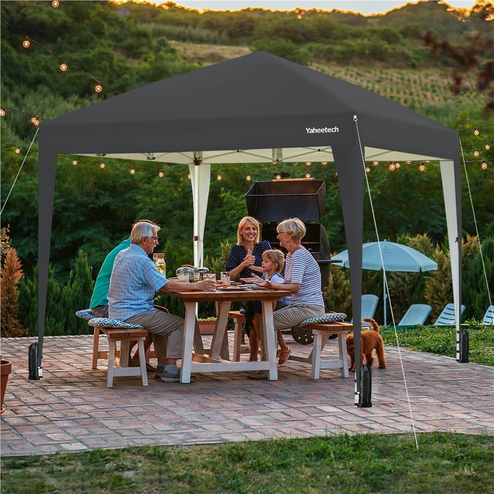 Yaheetech - Tonnelle pliante 3x3m - 4 parois latérales, gris foncé