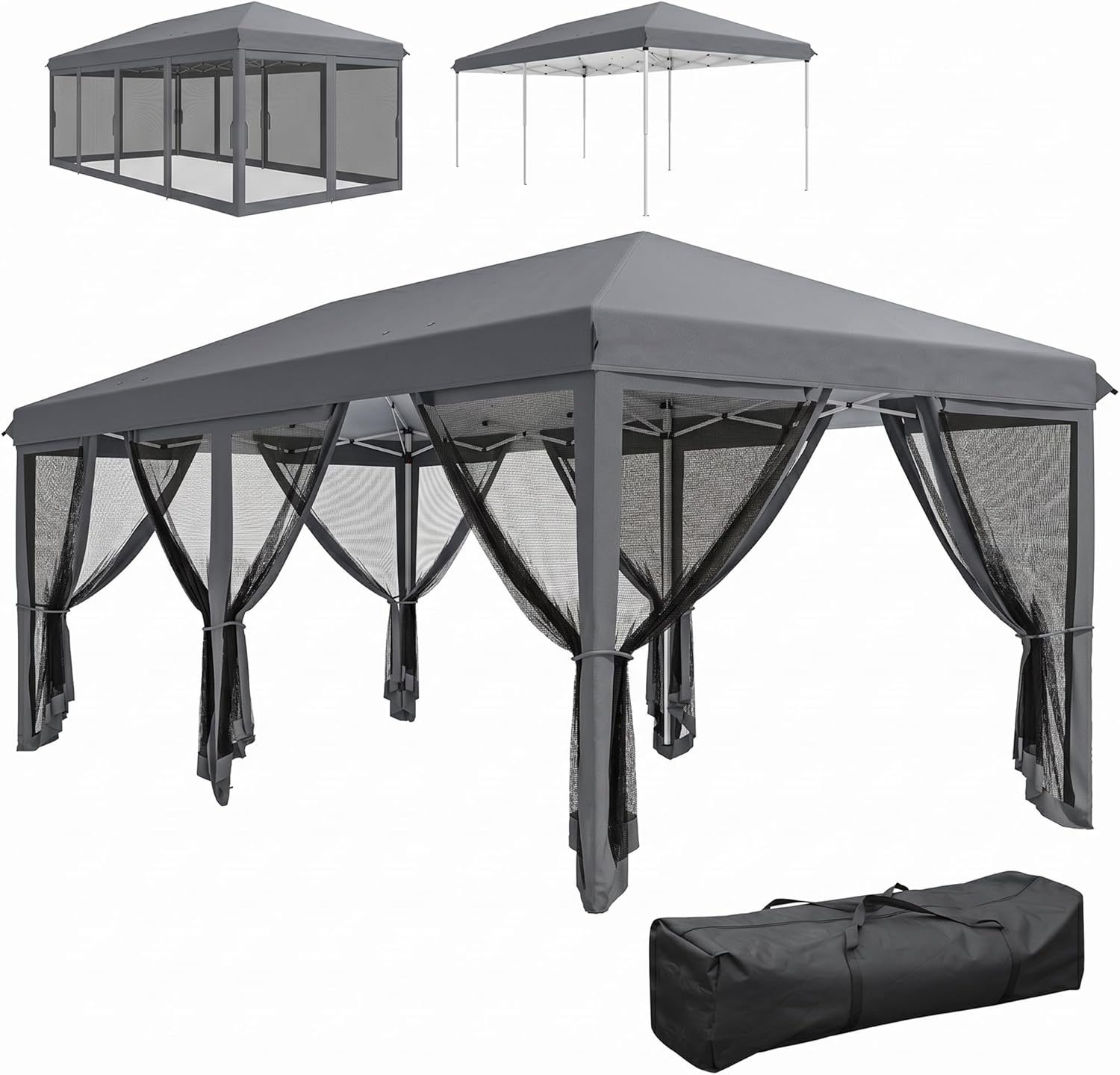 Outsunny - Barnum pliant Pop-up - 6x3 m - anti-UV, moustiquaires, sac