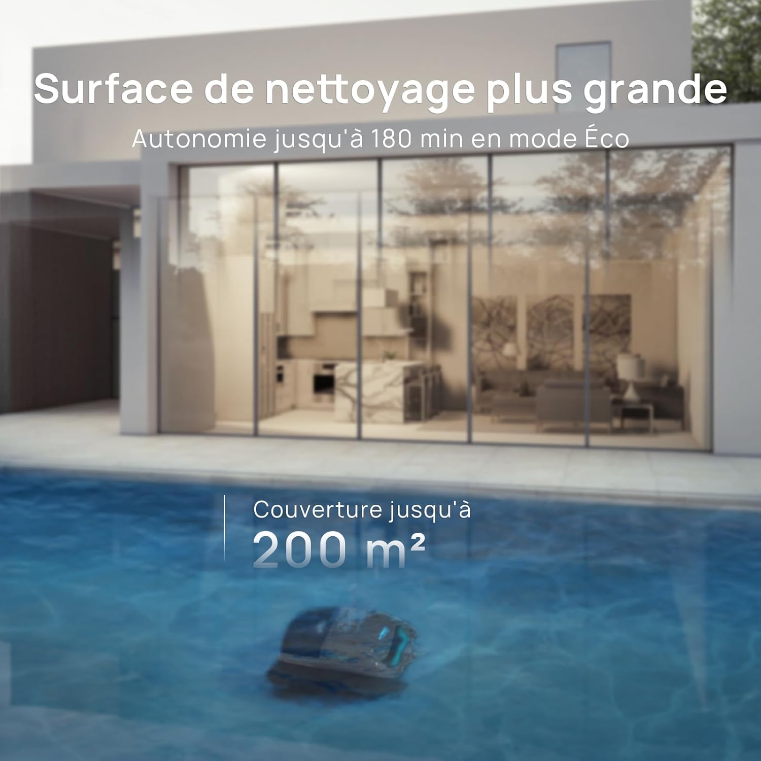 WYBOT (Nouveau Modèle) Robot Piscine sans Fil C2 Vision-A avec caméra IA, Filtration Ultra-Fine, Forte Aspiration, Nettoyage Fond/parois & Ligne d’Eau, Navigation Intelligente – Bleu-Vert Gris