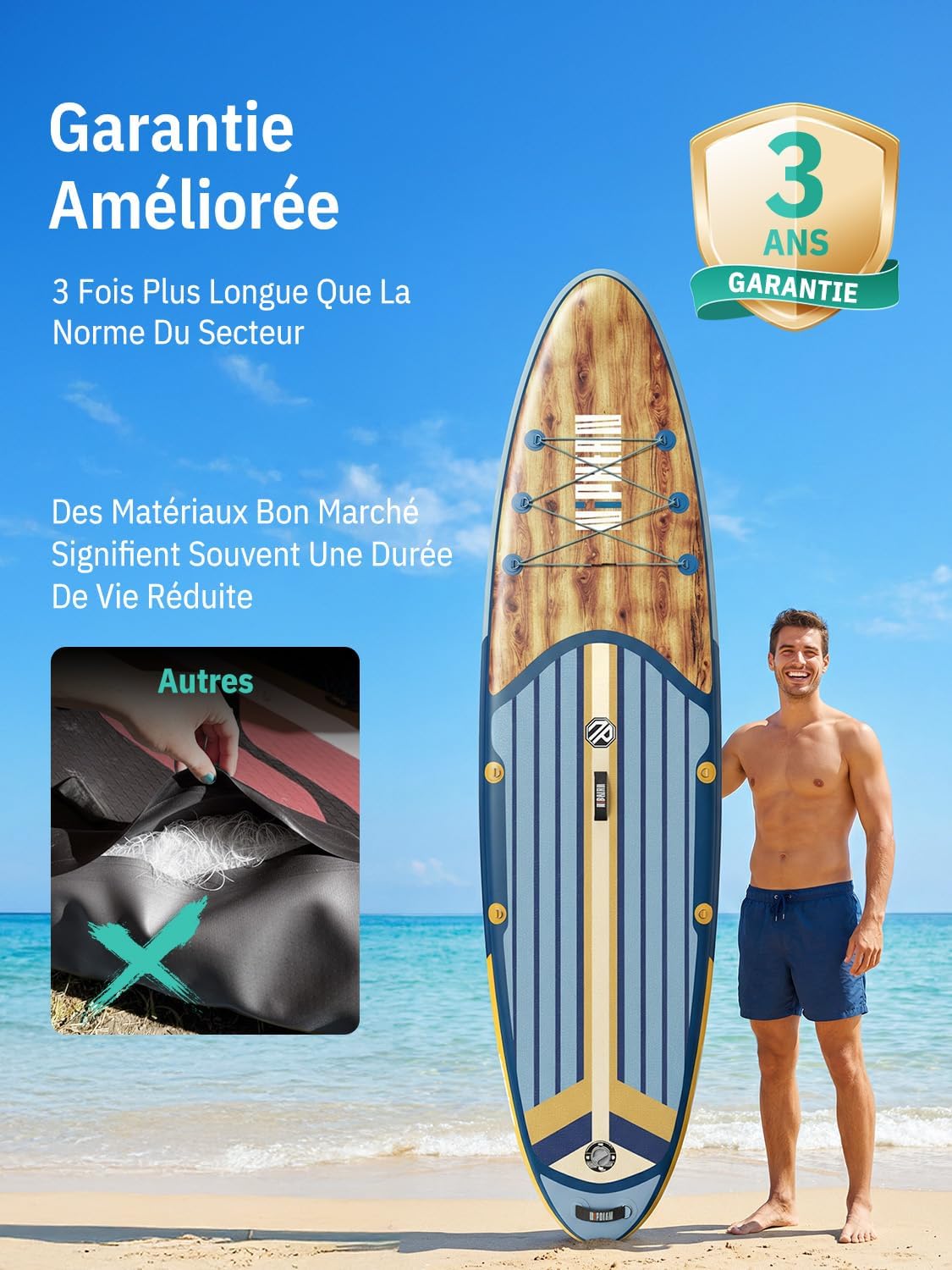 Niphean - Paddle gonflable adulte 320cm, 200kg, siège inclus