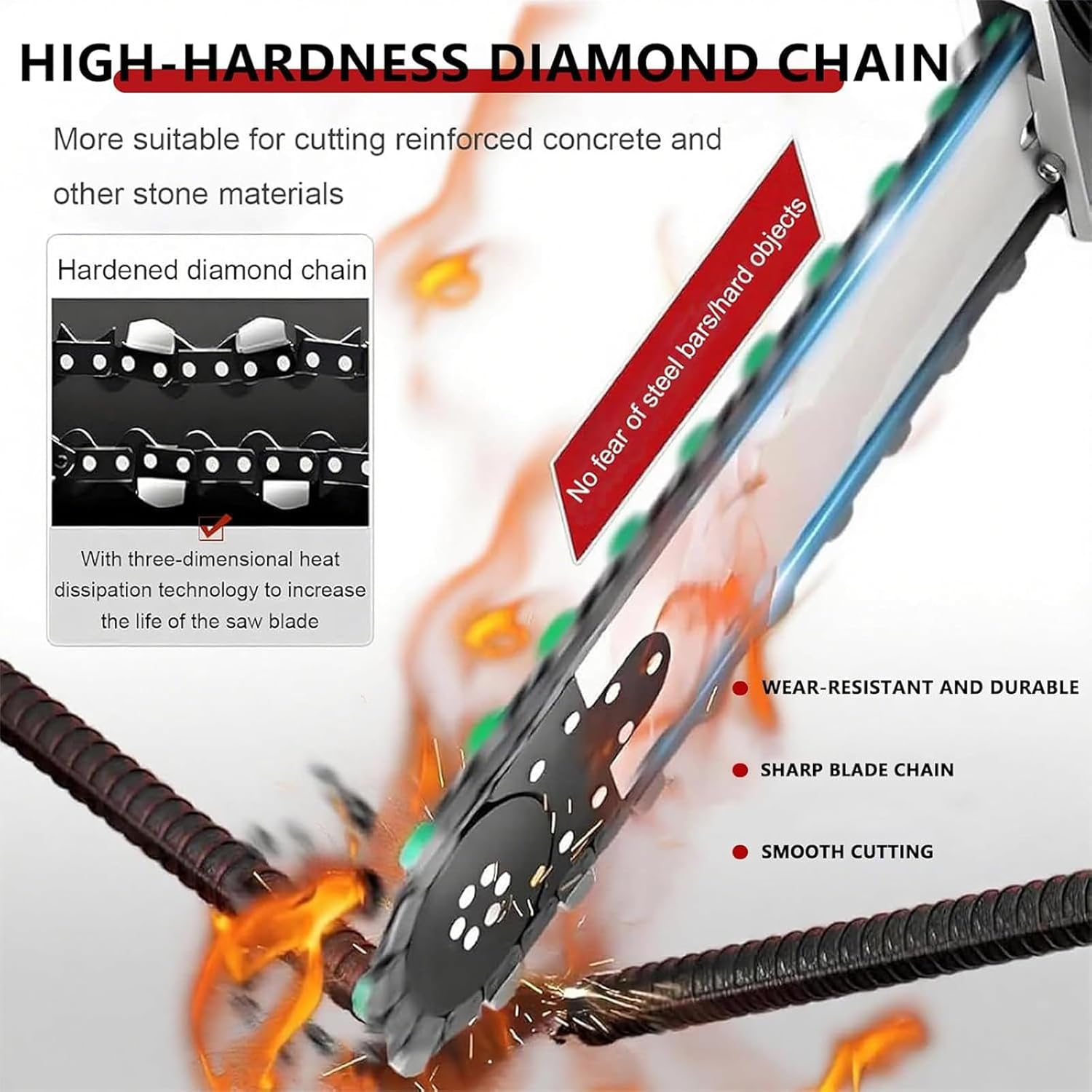Scie à Chaîne Électrique - profondeur 35cm - 5800W, 6000 tr/min, 2 chaînes diamantées, suppression de poussière