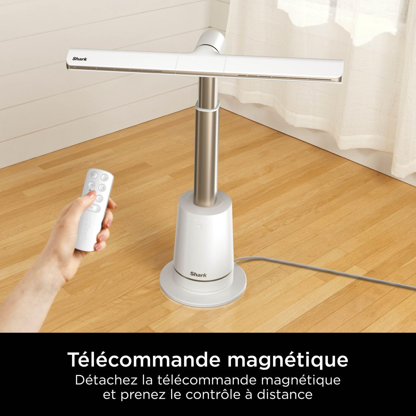 Shark TurboBlade Ventilateur colonne sans pale, Rafraîchissement multidirectionnel à haute vitesse jusqu’à 20 mètres, Discret, 10 vitesses, 180°, Facile à nettoyer, Blanc TF200SEUWH