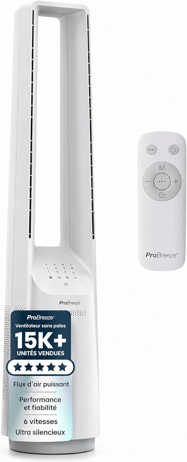 Pro Breeze - Ventilateur colonne, 101 cm - 6 vitesses, oscillation 60°, silencieux