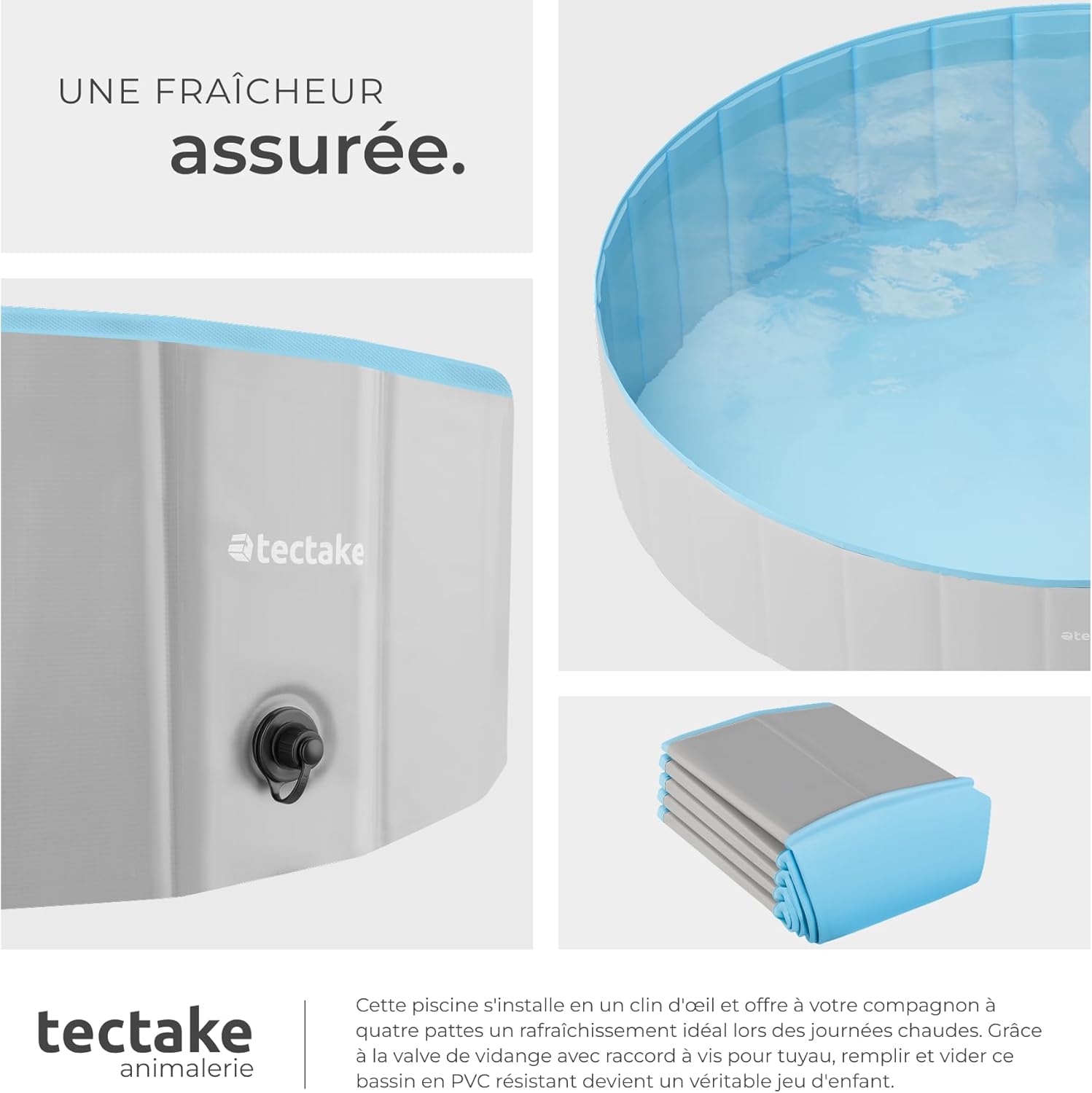 Tectake - piscine pliable Ø160cm - jeu intérieur/extérieur chiens