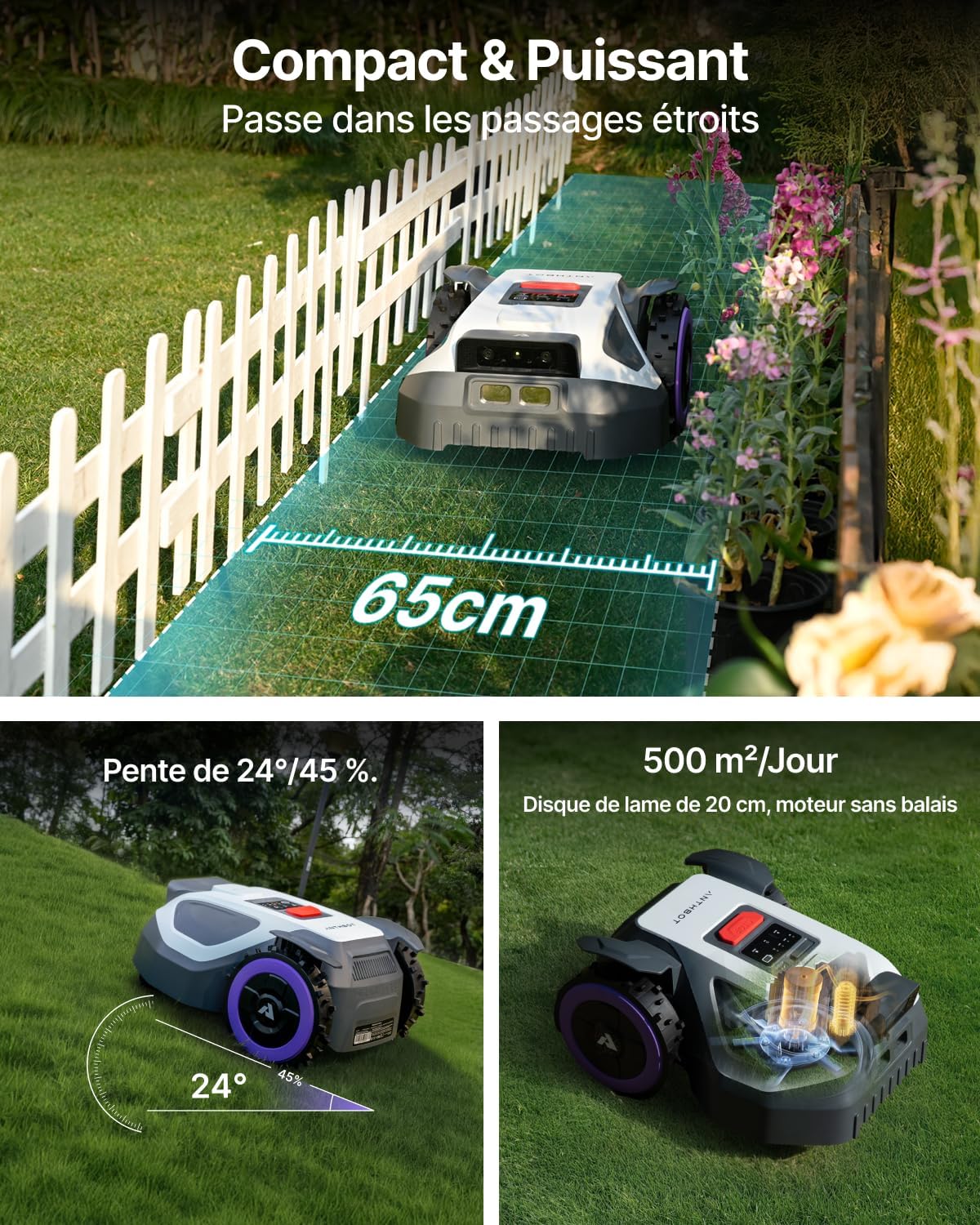 Anthbot - M9 Série - 1050m² - Tondeuse robot RTK, caméra AI, M9