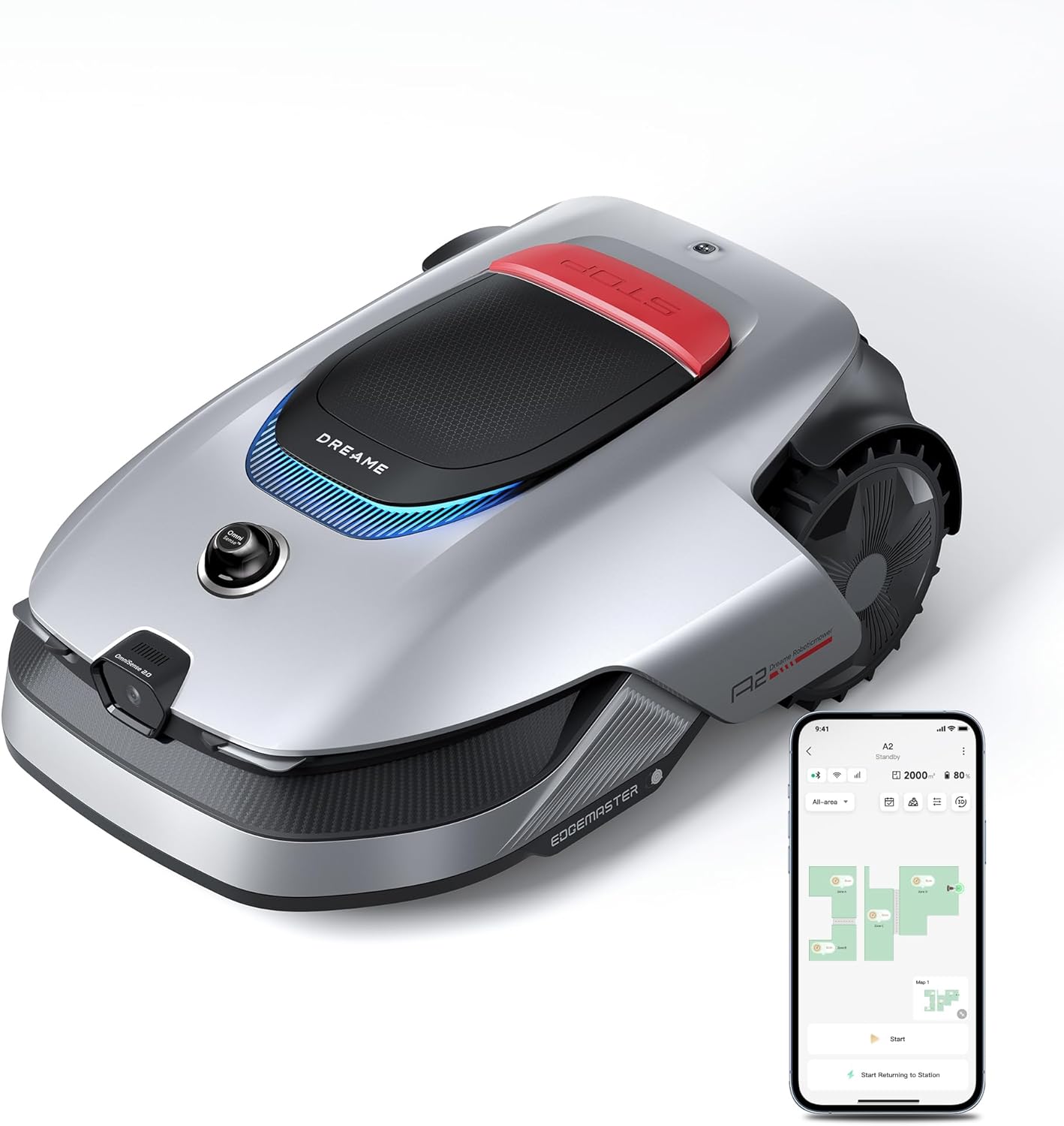 Dreame - A2 série - robot tondeuse 3000m², LiDAR 3D, caméra IA, pente 26,5° - A2 3000