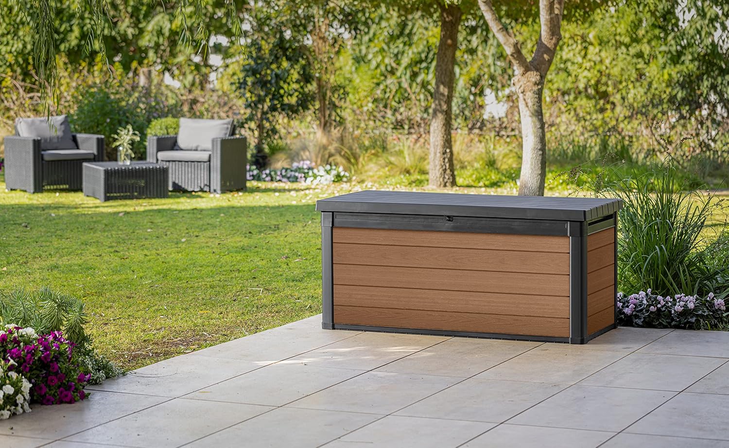 Keter - Coffre de jardin Cortina - 570L - Résine aspect bois, marron