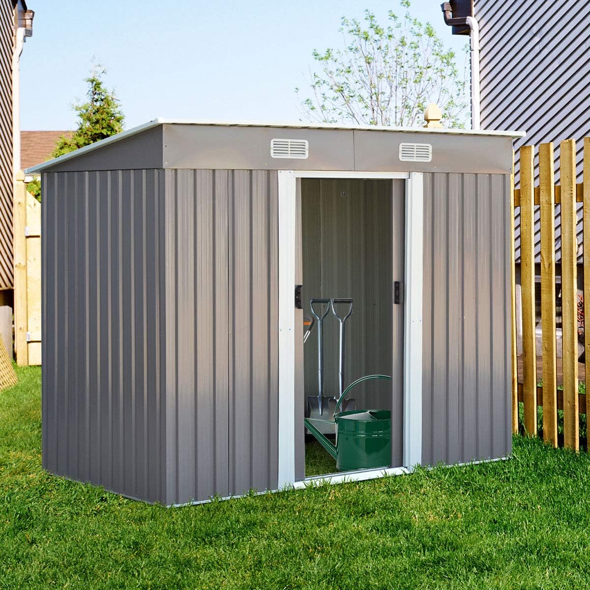 GOPLUS - abri de jardin métal - 238x131x181 cm - portes coulissantes, 3,1㎡