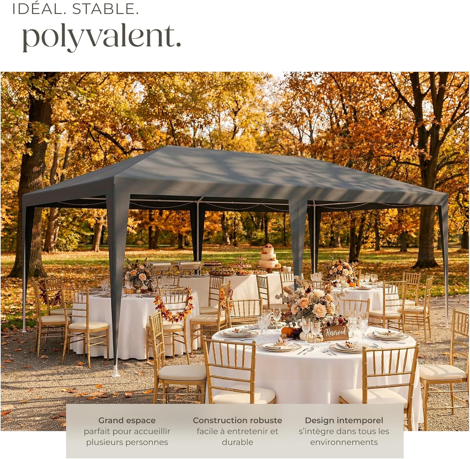 tectake® Tonnelle de Jardin Exterieur 6x3m Tente de Reception Protection UV 30+, Barnum Chapiteau Gazebo Pavillon de Jardin, résistant à l'eau avec Parois Amovibles, Cadre Robuste en Acier époxy