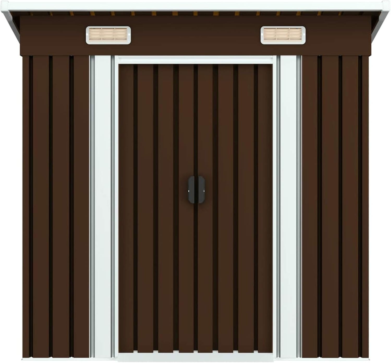LAPOOH Abri de Stockage pour Jardin Marron 194x121x181 cm Acier,Armoire De Jardin Exterieur,Abri De Jardin,Meuble Exterieur Rangement