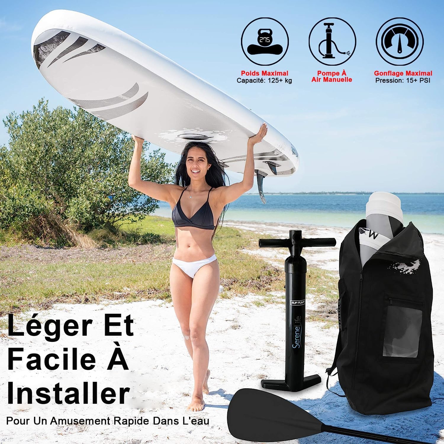 SereneLife - Stand Up Paddle gonflable adulte 6