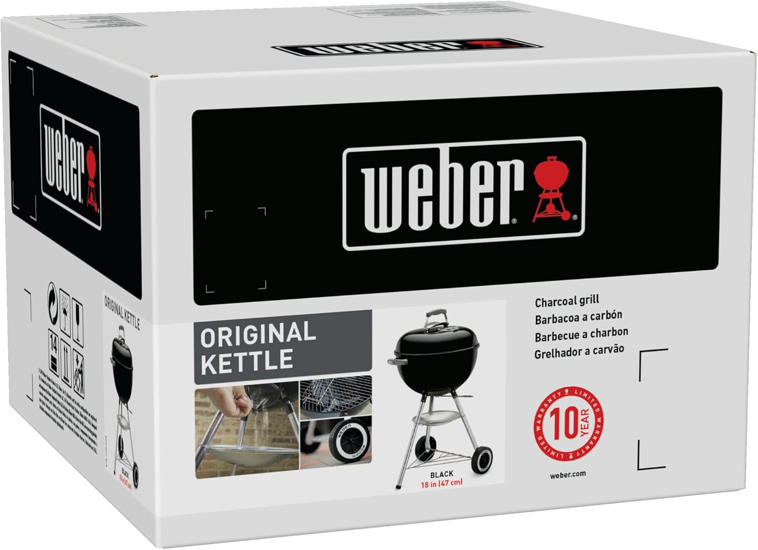 Weber - Original Kettle série - 47 cm - acier émaillé, nettoyage One-Touch, thermomètre, trépied, noir E-4710