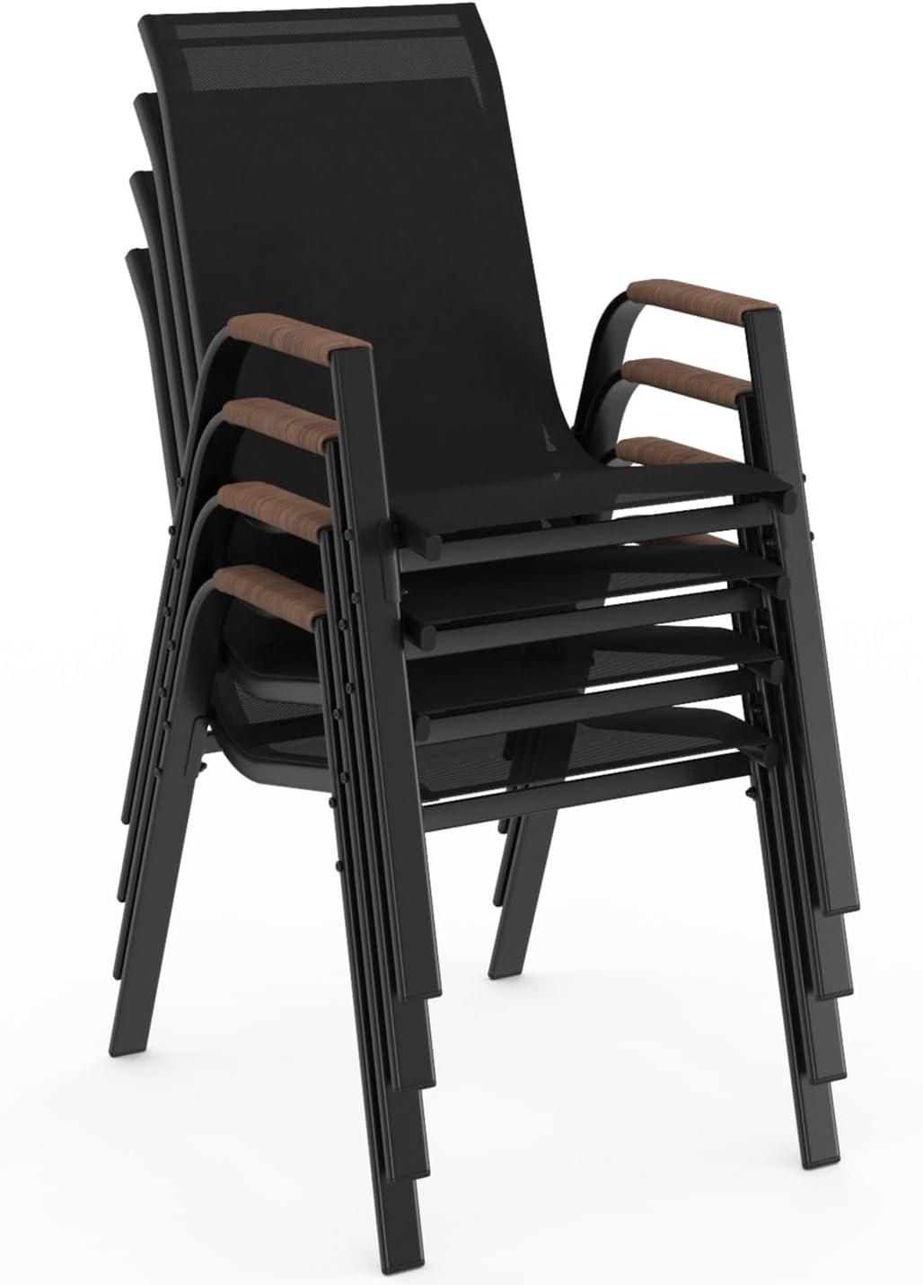IDMarket - Noumea - Table ø150 cm et 8 chaises empilables, verre et bois