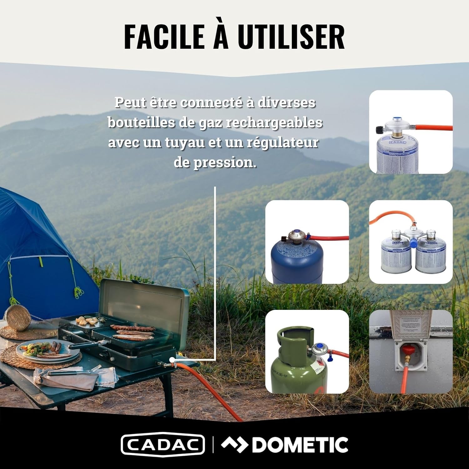 CADAC - 2-Cook 3 - cuisinière portable acier/aluminium - sac inclus - 30mBar