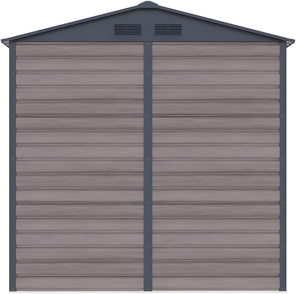 Vente-unique - Abri de Jardin métal effet bois gris 4,15 m² - acier galvanisé - ADELMO