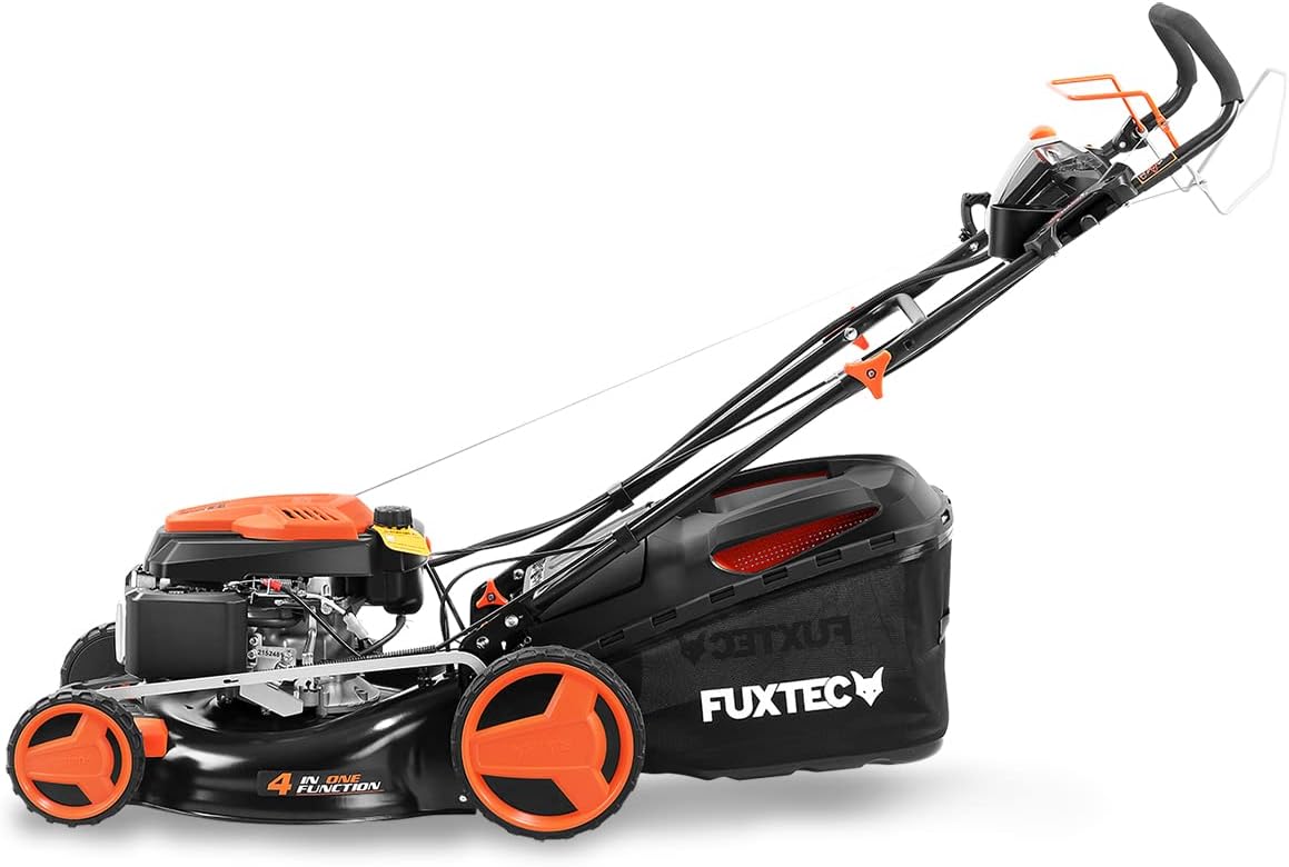 FUXTEC - tondeuse thermique série Pro - 51cm - démarrage électrique, vitesse réglable, autotractée, mulching, bac 60L - 