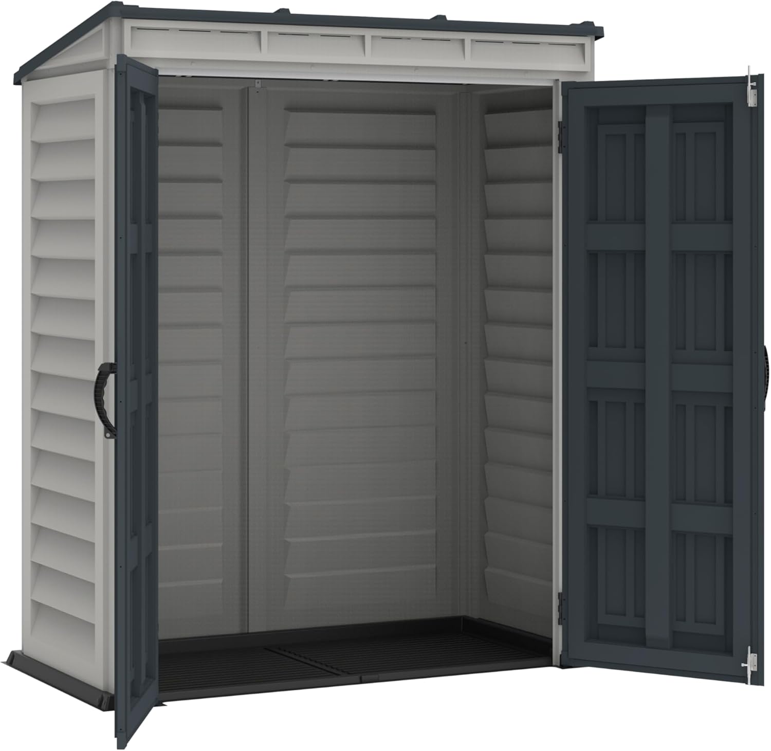 Duramax - YardMate Pent Roof PLUS - 5x3 - abri de jardin plastique, plancher inclus, toit métal, ignifuge, sans entretie