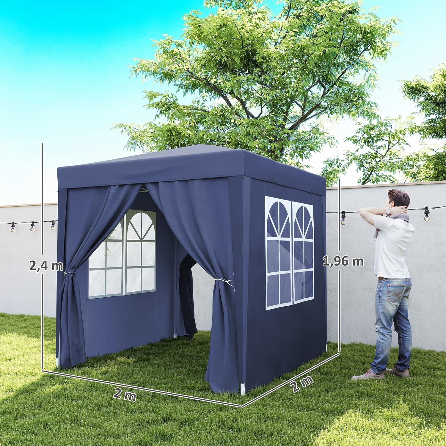 Outsunny - tonnelle pliante pop-up 2x2m - acier, UV, 4 côtés amovibles