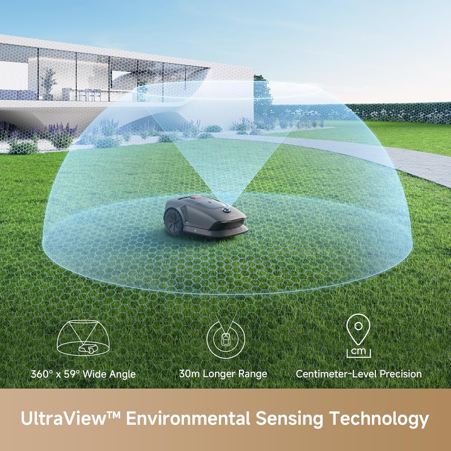 MOVA - 600 Robot Tondeuse - 600m² - Cartographie 3D LiDAR, obstacles, silencieux