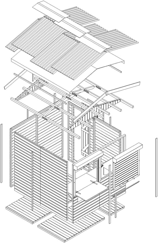 TIMBELA - kiosque jardin bois 4m², 2 fenêtres, volets, 253x263x232cm - M149Z