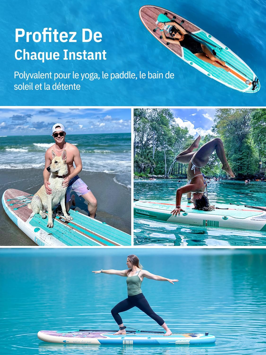 Niphean Paddle Gonflable Adulte avec Tous Les Accessoires, 320cm Planches de Stand Up Paddle Gonflables pour Tous Les Niveaux, Sup avec Capacité 200 kg pour 2 Personnes, Paddle Gonflable avec Siège
