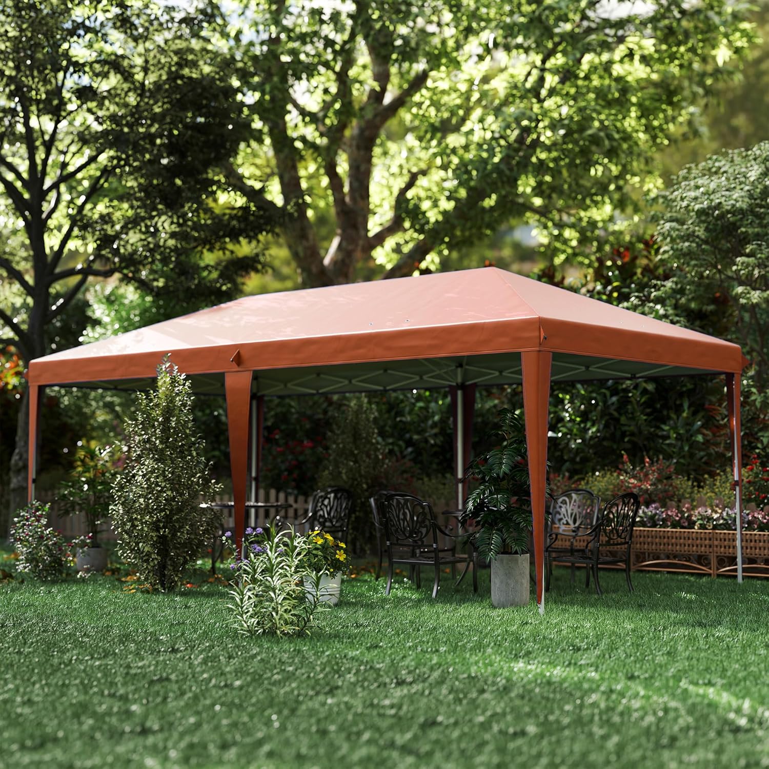 Outsunny - Tonnelle Pliante Série Pop-up - 3x6m - Acier époxy, Oxford haute densité, marron