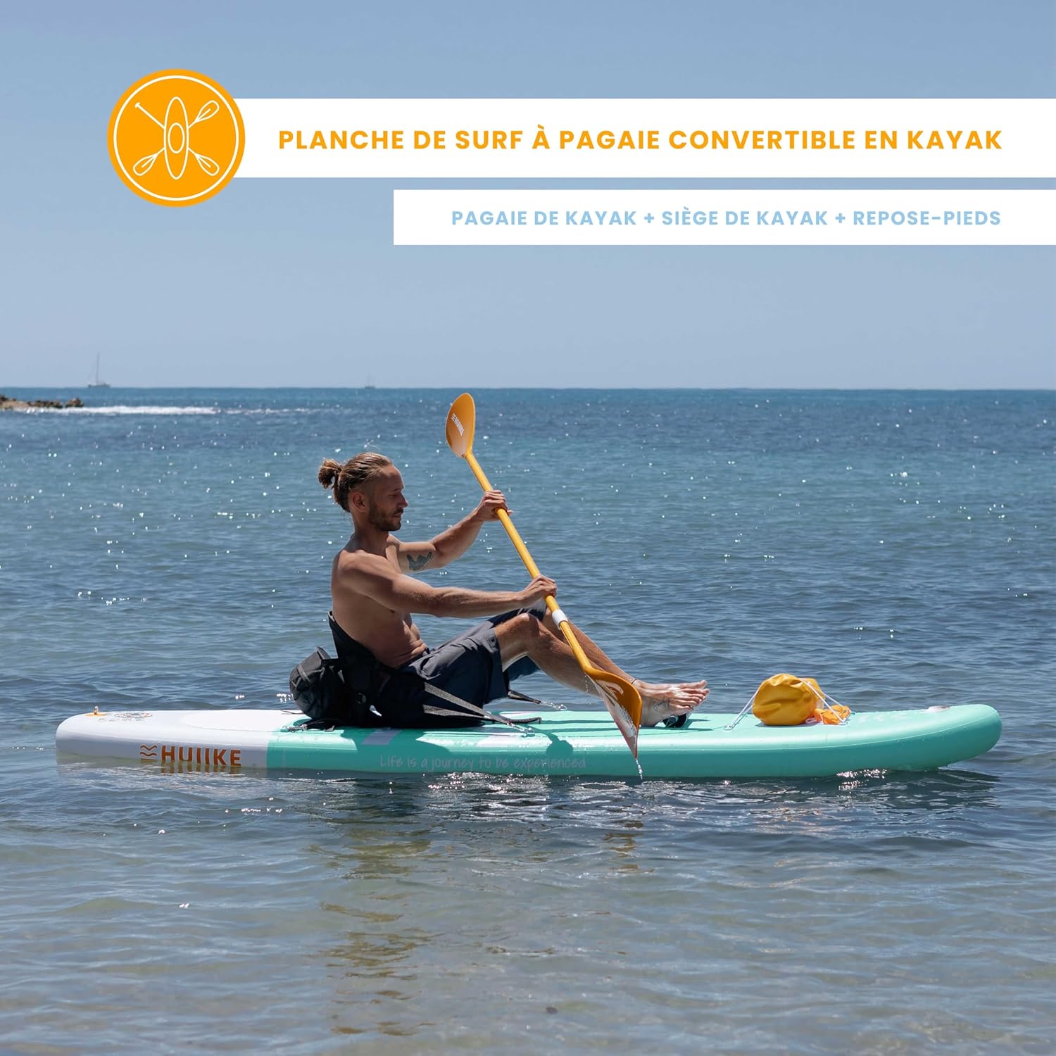 HUIIKE - Paddle gonflable adulte - 305x84x15 cm - grande stabilité, 130 kg