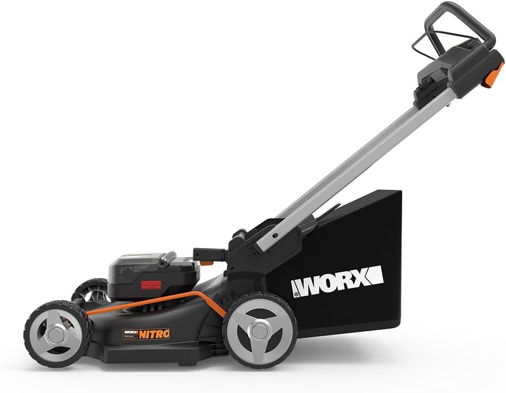 WORX - Tondeuse électrique sans fil 40V - Coupe 46cm, 7 niveaux, ramassage, mulching, poignée ergonomique, 2 batteries 4