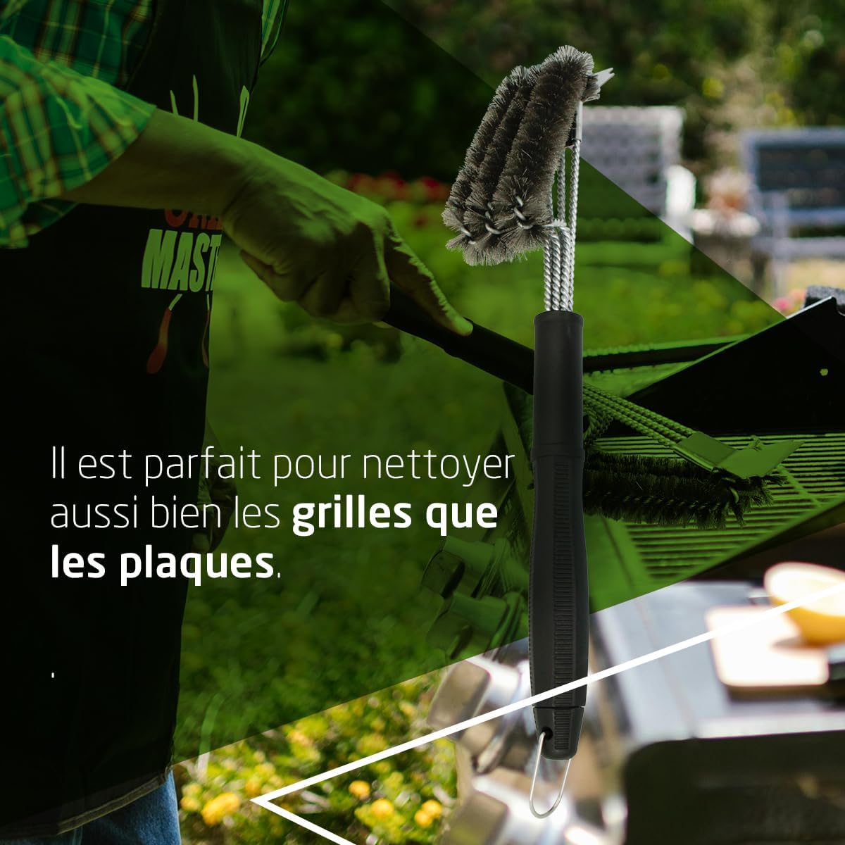 Amig - Fireplus 2 en 1 - 45,7 cm - Brosse inox et grattoir BBQ