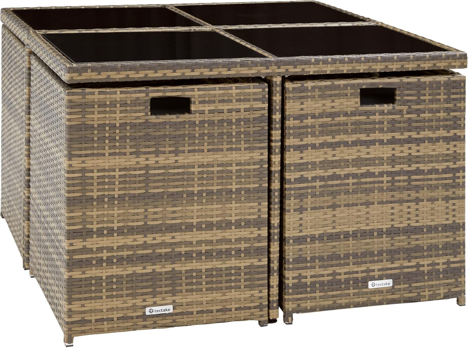 tectake - Salon de jardin 8 places - alu, poly rotin, marron naturel