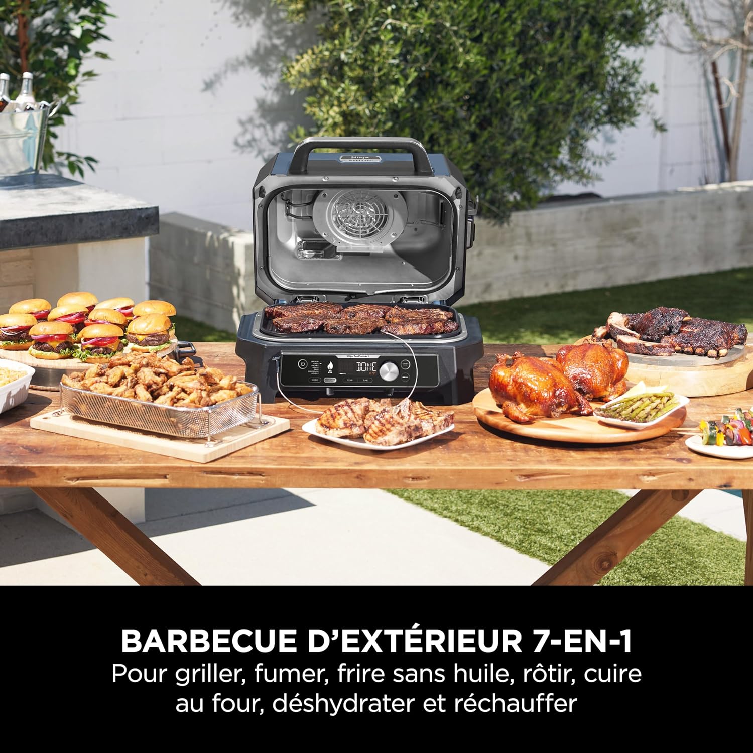 Ninja - Woodfire Pro Connect XL - Barbecue électrique 7-en-1, contrôle via appli, 2 sondes, housse, accessoires - OG901E