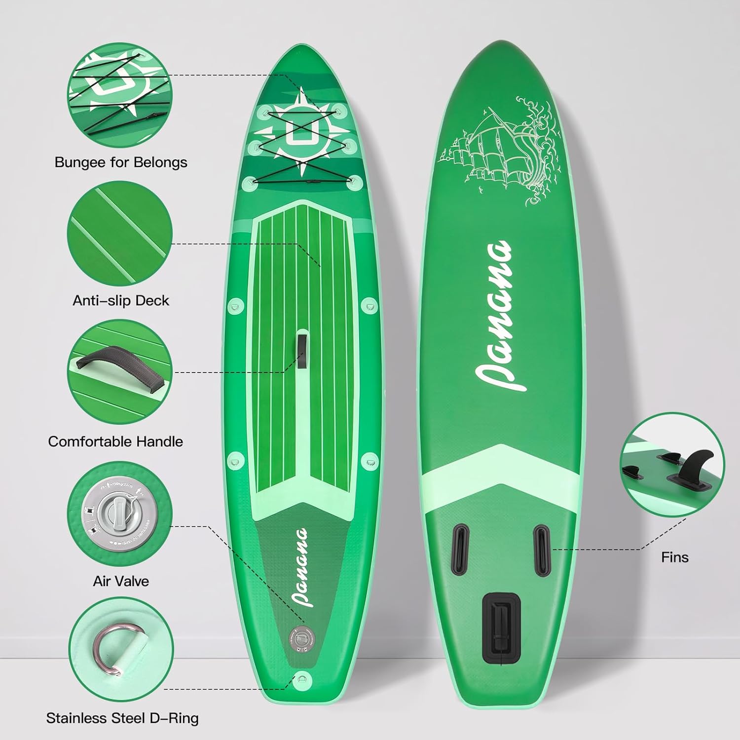 Panana - Stand Up Paddle gonflable - léger, antidérapant, réglable, kit complet