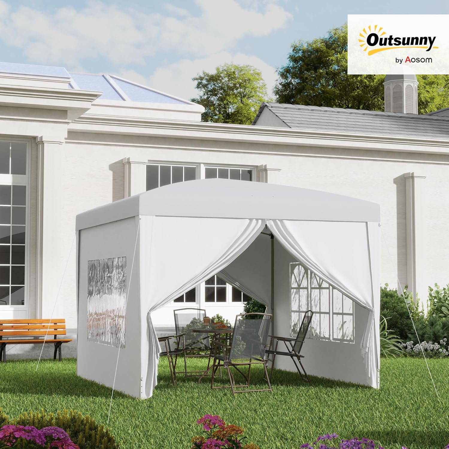 Outsunny - tonnelle pop-up pliante - 3x3 m - 4 parois, sac transport