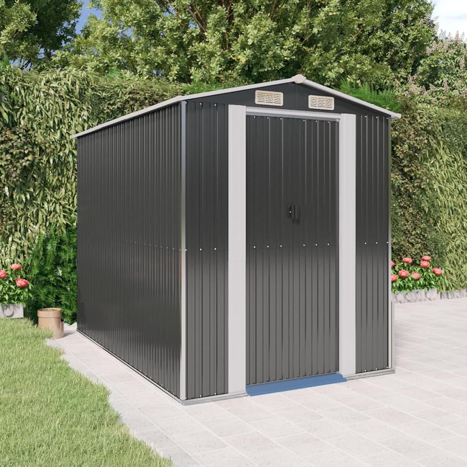 Abri jardin acier galvanisé, anthracite, 192x274x223cm