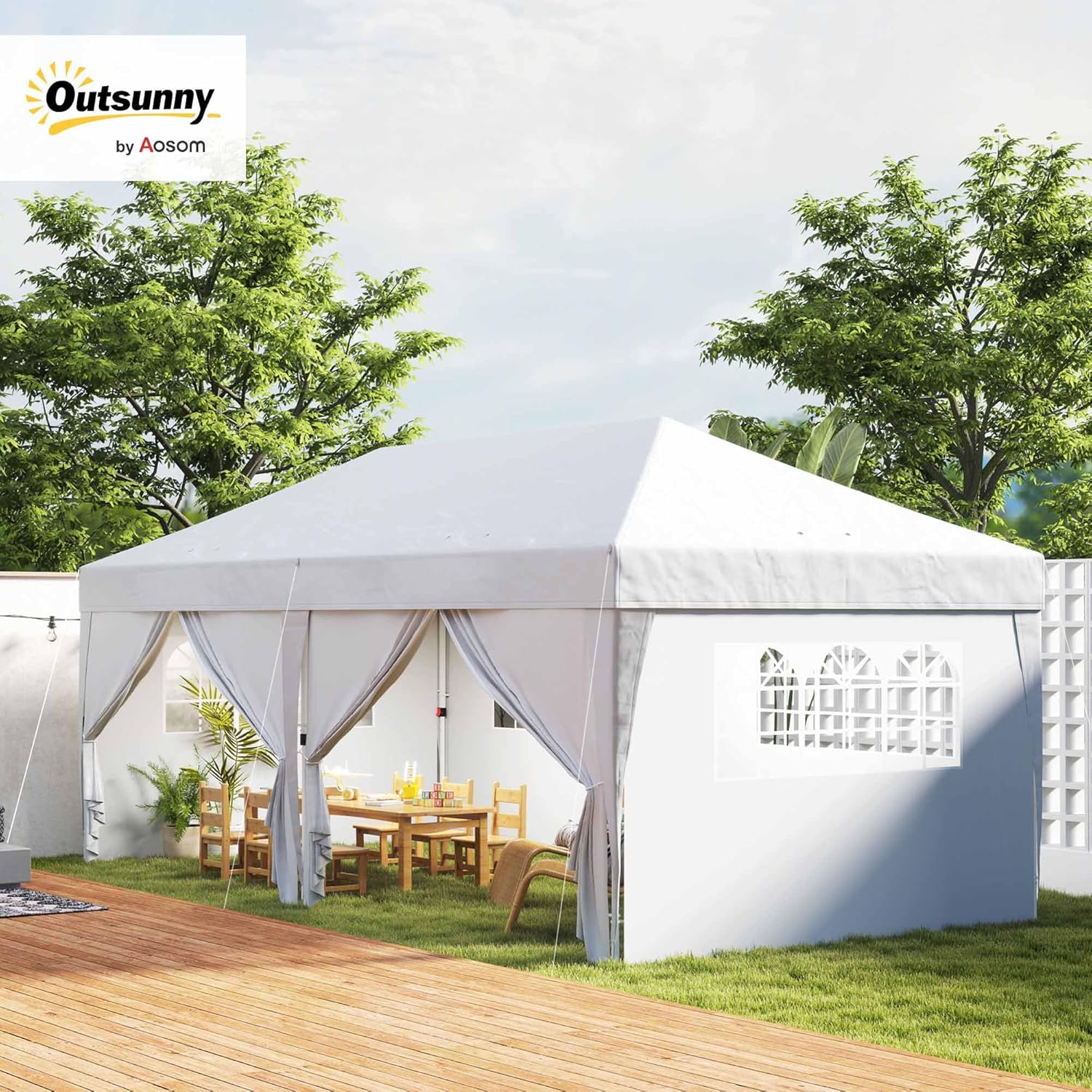 Outsunny - Tonnelle pliante série jardin 3x6m, 6 parois, sac inclus