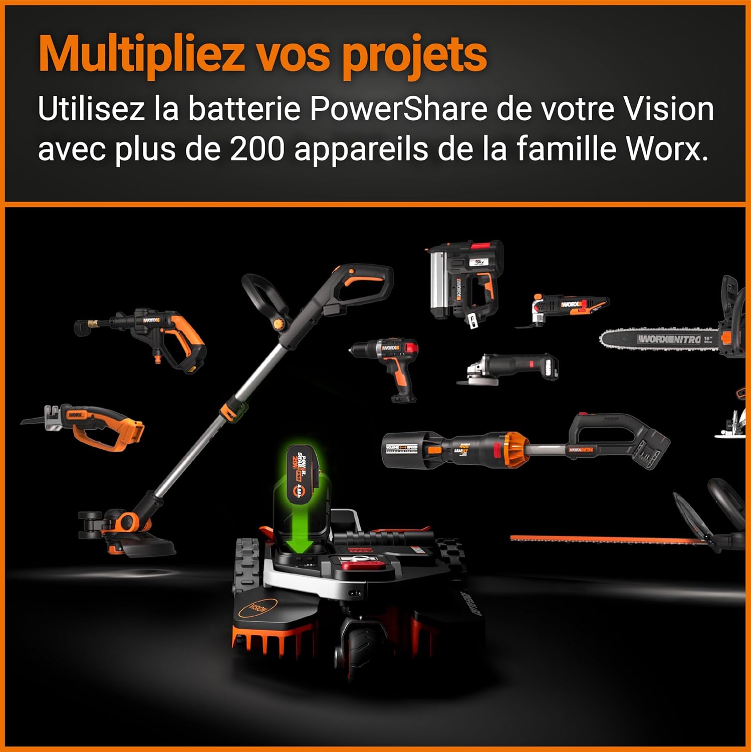 WORX - Landroid Vision série - 600 m² - caméra 4K, IA, multizone WR206E.1