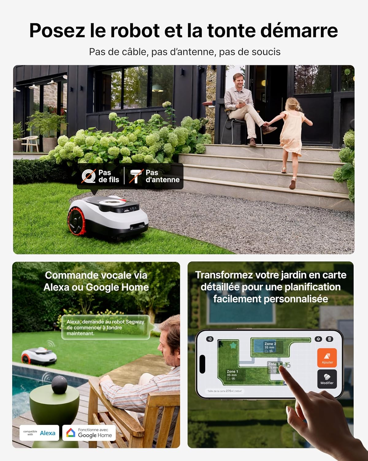 Segway - Navimow i208 - robot tondeuse, LiDAR, 45% pente, 4G, i208