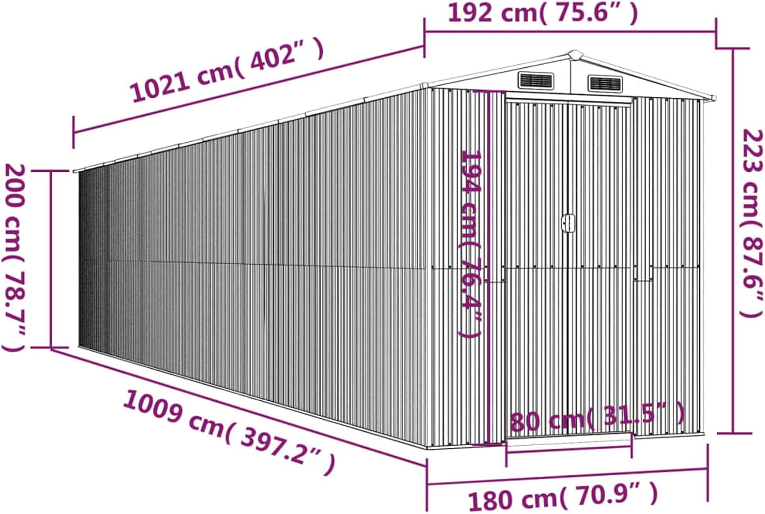 Homgoday Grand Abri de Jardin en Acier Galvanisé - Stockage Extérieur Spacieux et Ventilé
