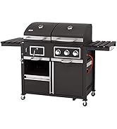 Tepro Barbecue combiné au charbon et gaz (chariot de barbecue hybride) Toronto Combi avec 2 grandes surfaces de cuisson, 3 en acier inoxydable.