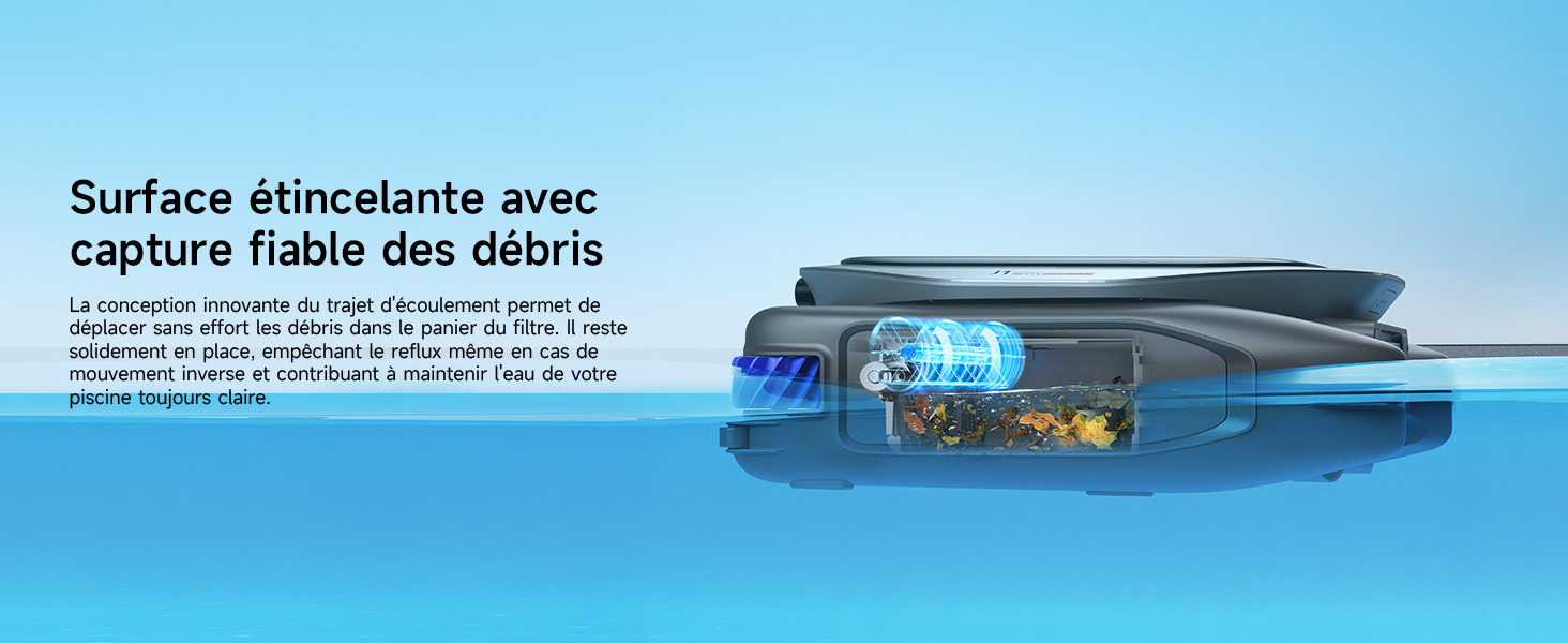 Tapis ou surface rectangulaire bleu avec étiquette textuelle en français visible en bas.