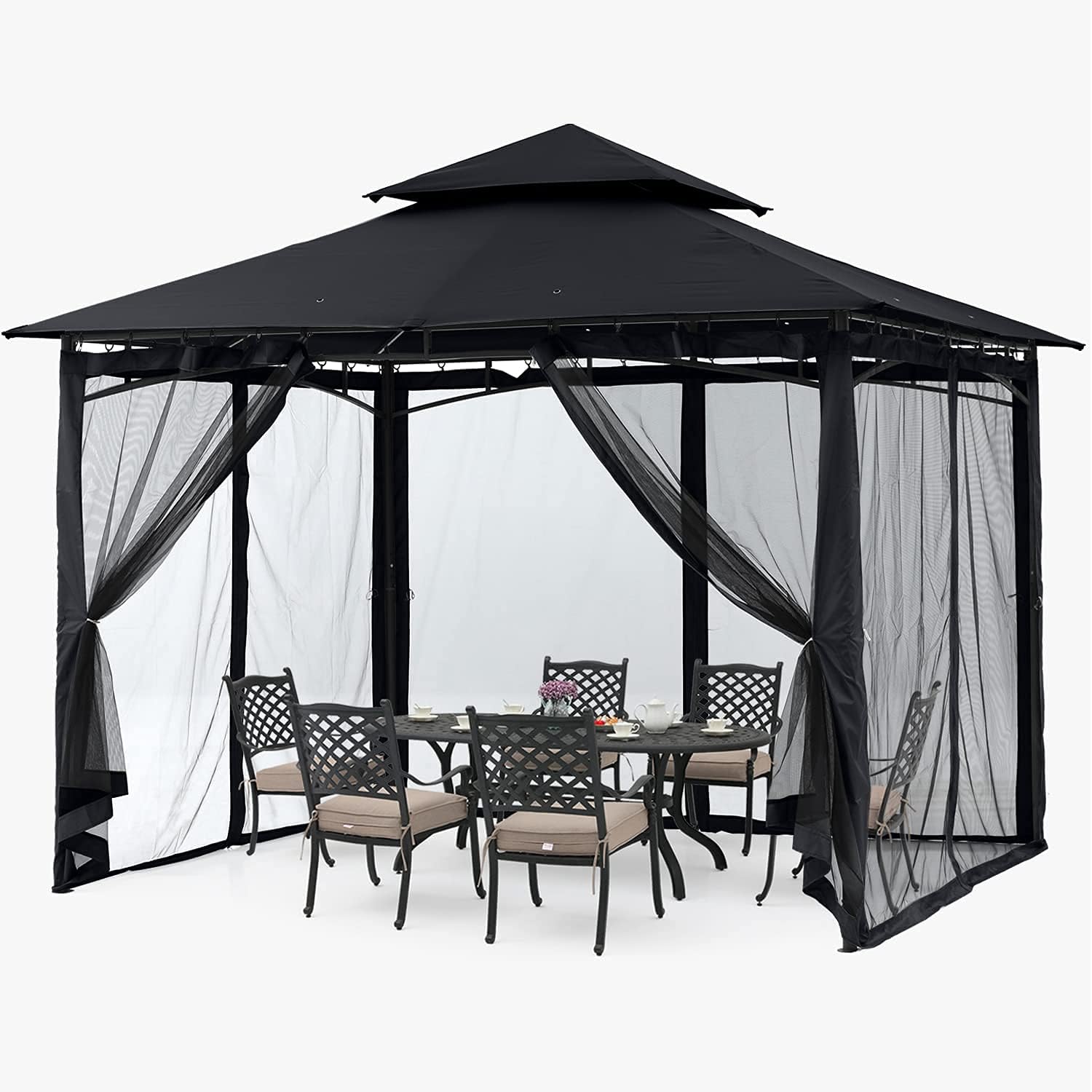 ABCCANOPY - tonnelle robuste avec moustiquaire - 3x3m - structure acier noir
