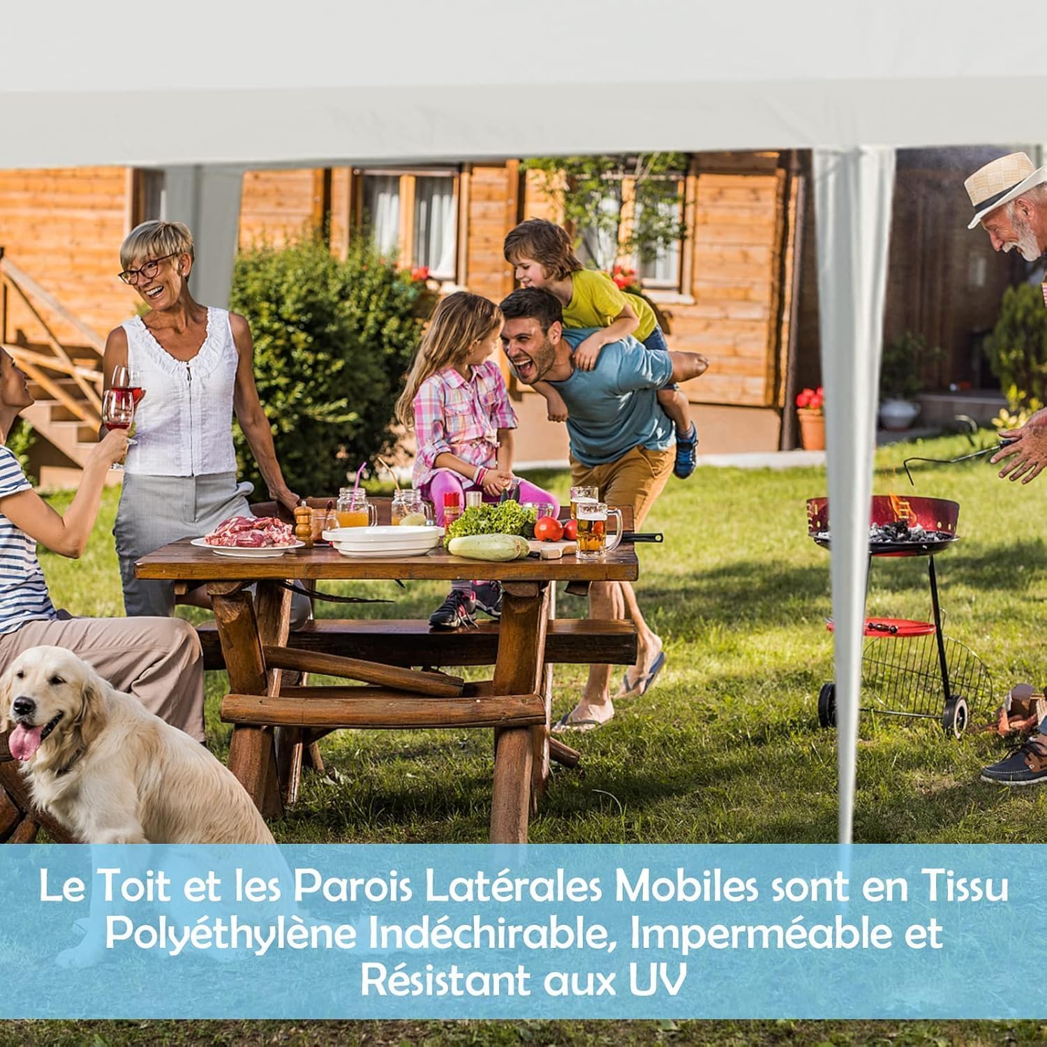 RELAX4LIFE - Tonnelle Barnum 3x9m - 5 parois, étanche, montage facile